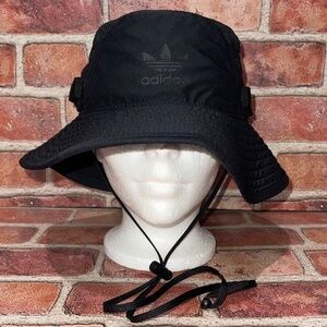 Pre-Owned Adidas Originals Webbing Boonie Black Bucket Hat Drawstring Unisex